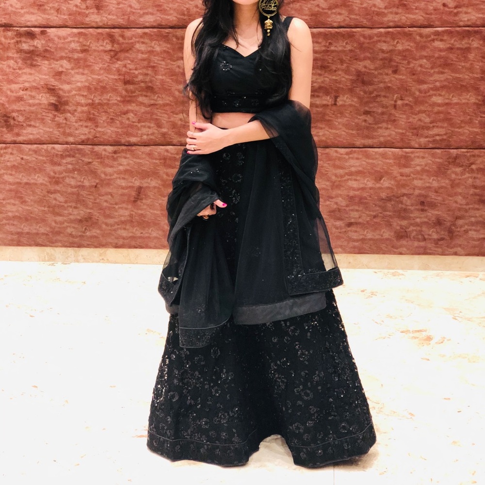 Black sequins ethnic wear lehenga - Picture 2 of 13
